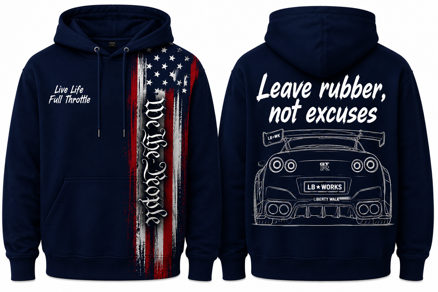 Nissan GTR hoodie “Leave rubber, not excuses”