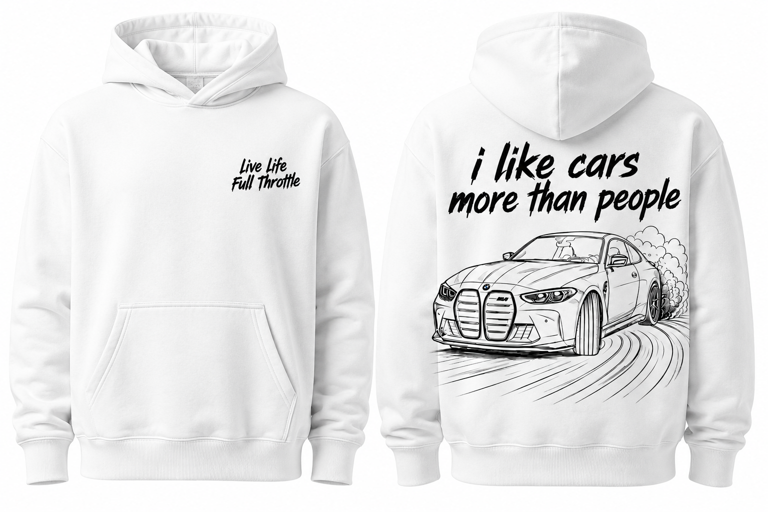 Bmw M4 hoodie “i like cars more than people”