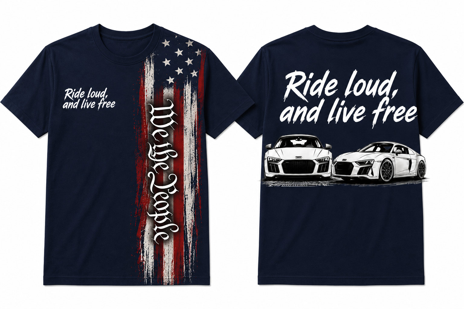 Audi R8 T shirt “Ride loud, live free