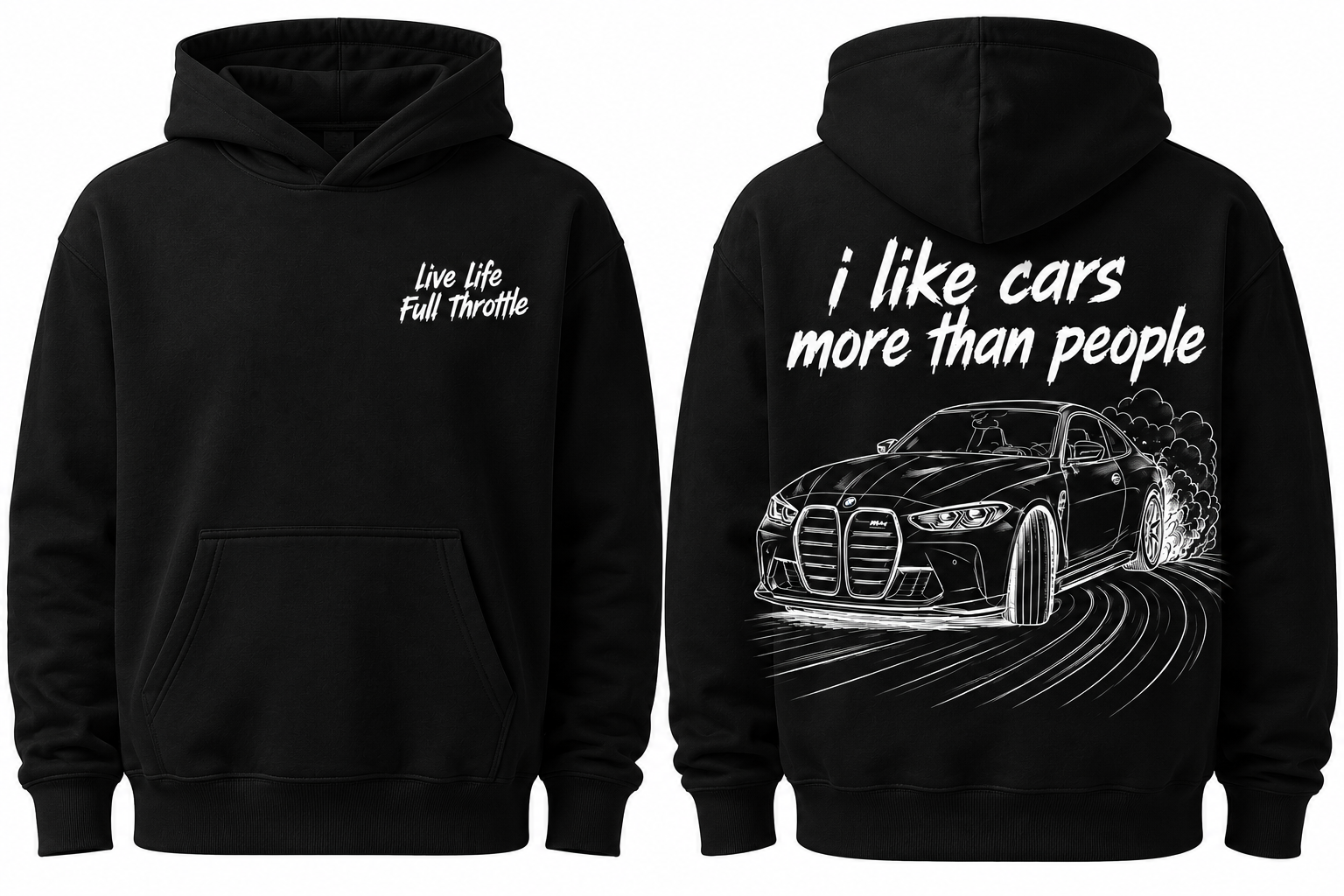 Bmw M4 hoodie “i like cars more than people”