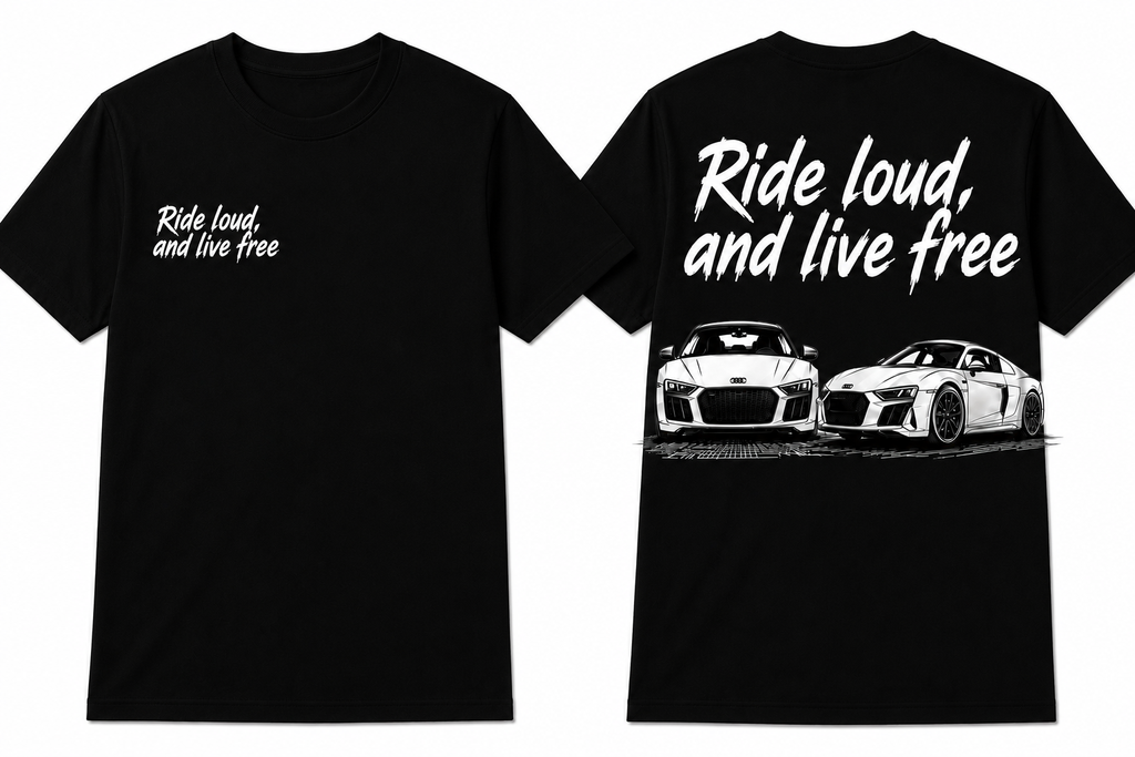 Audi R8 T shirt “Ride loud, live free