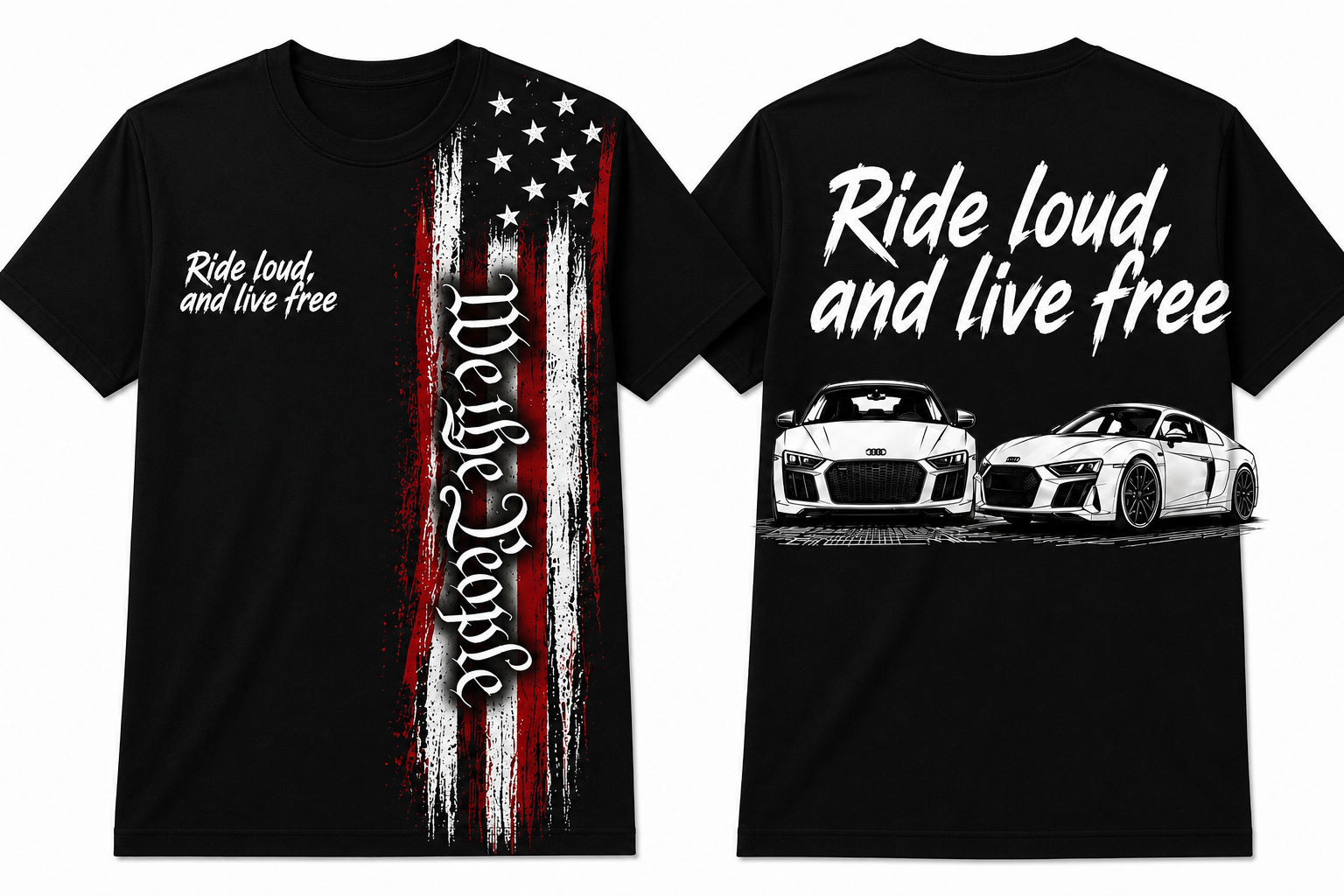 Audi R8 T shirt “Ride loud, live free