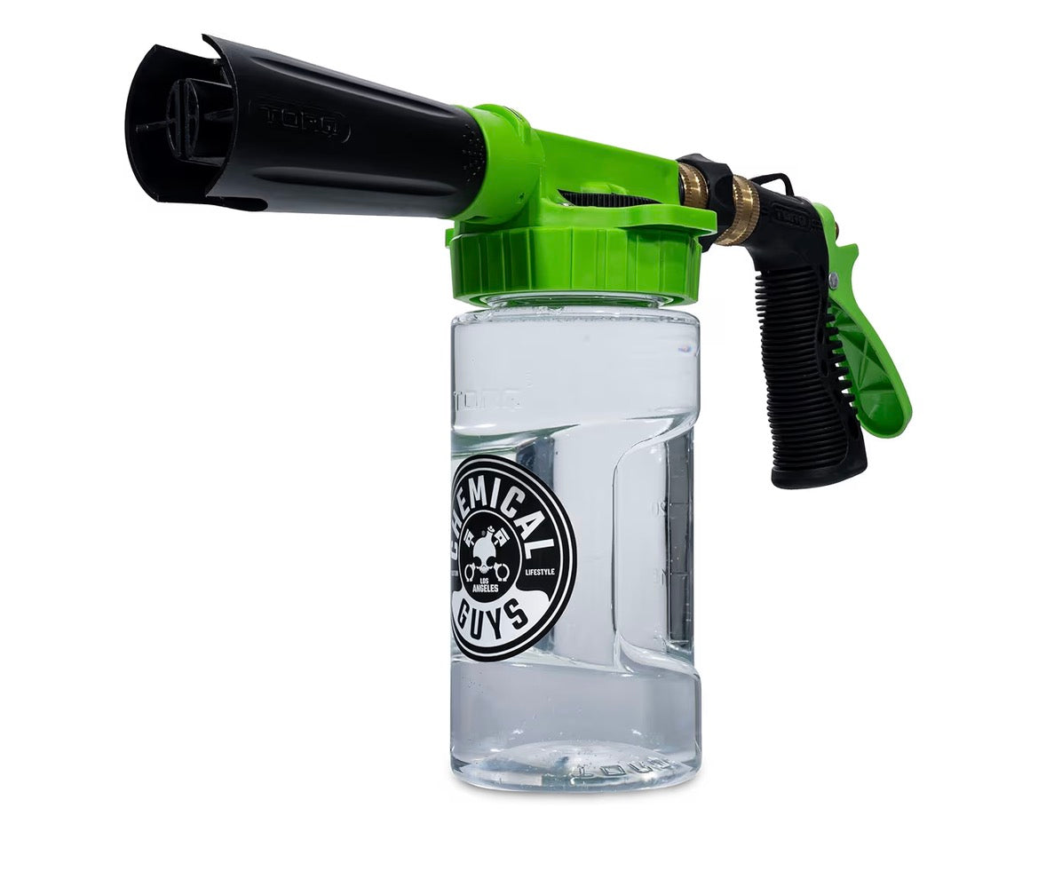 Foam cannon, with built in washer