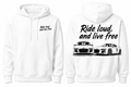 Audi R8 white hoodie “Ride loud, Live free