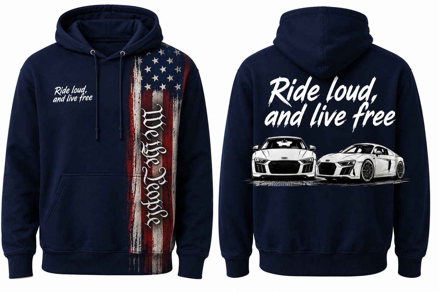 Audi R8 American hoodie “Ride loud, Live free”