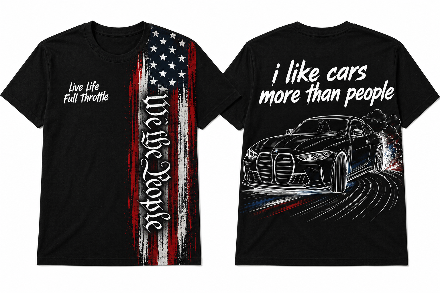 Bmw M4 Comp Black American T shirt “I like cars better than people”