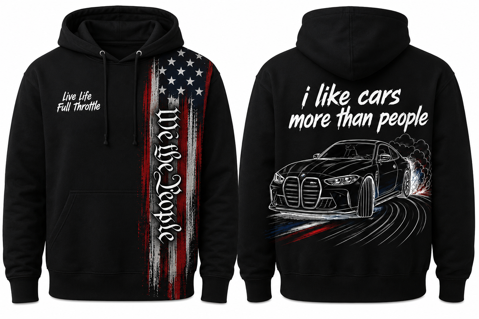 Bmw M4 Comp black American T shirt “I like cars more than people”