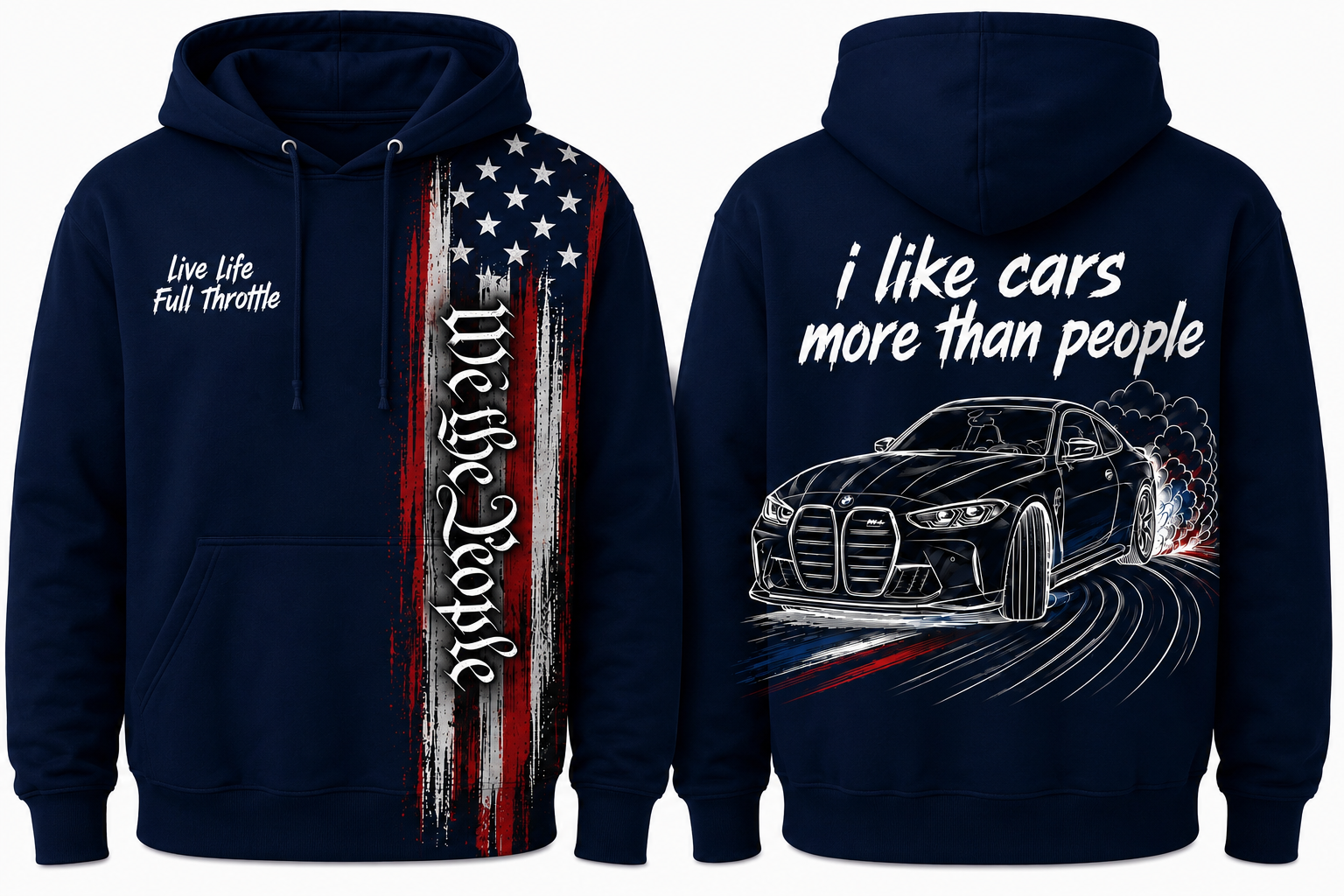 Bmw M4 American hoodie “i like cars more than people”