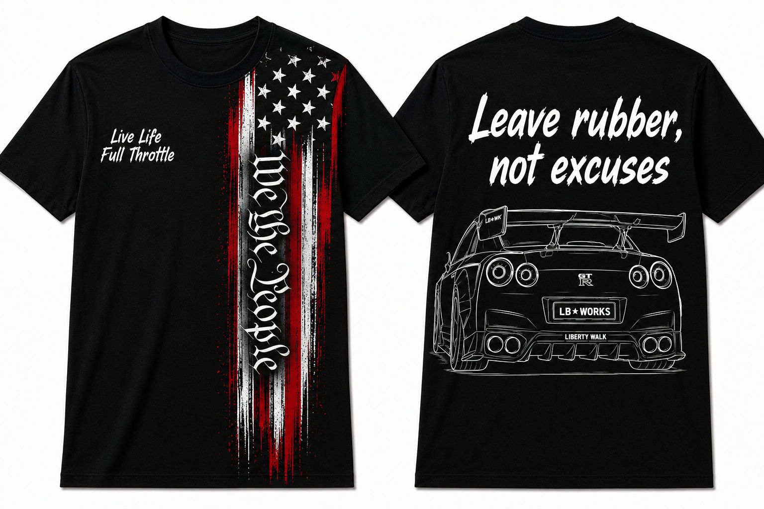 Nissan GTR T shirt “Leave rubber, not excuses”