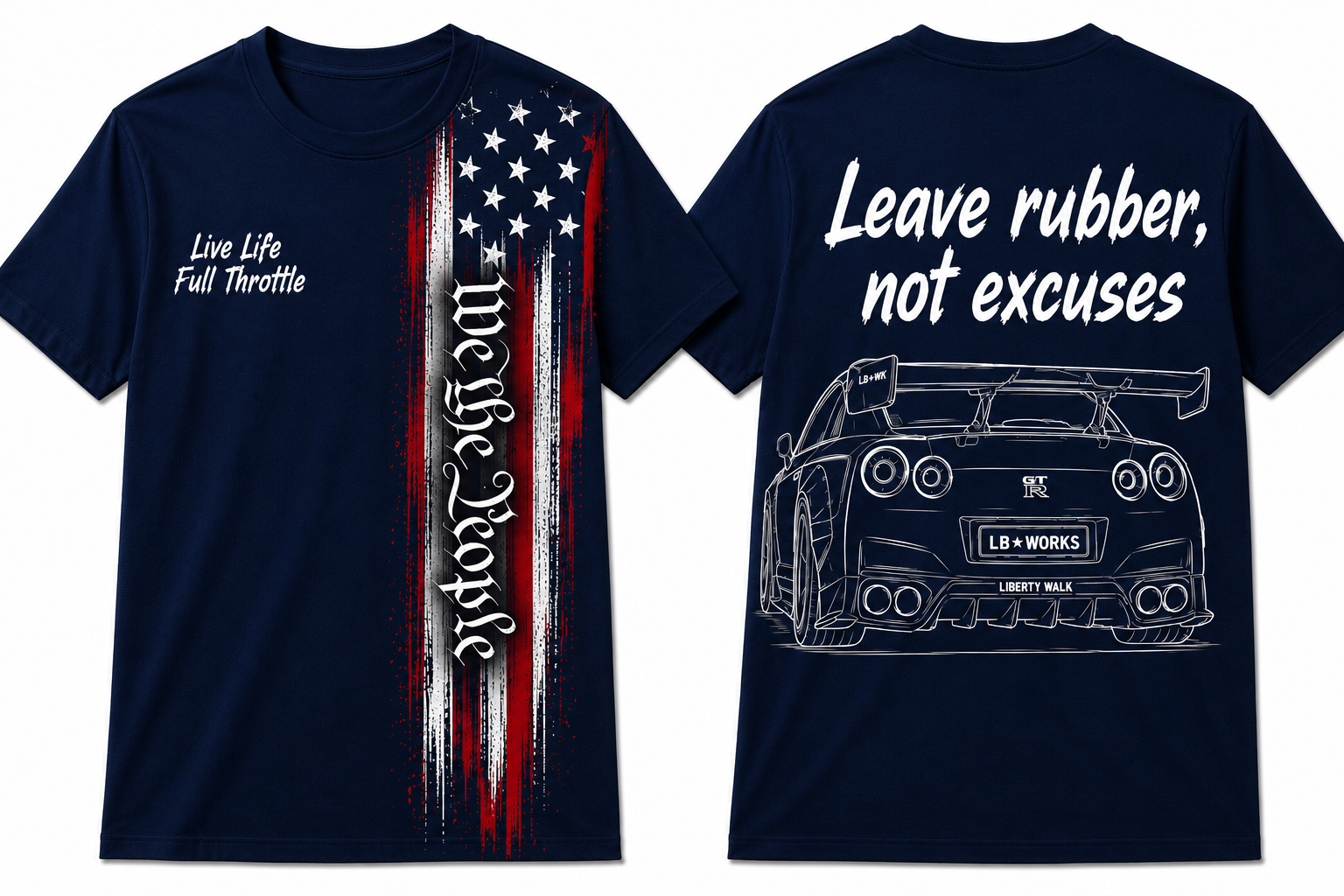 Nissan GTR T shirt “Leave rubber, not excuses”