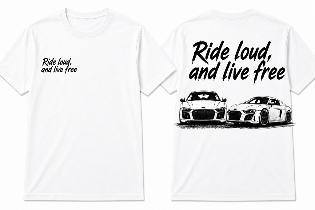 Audi R8 T shirt “Ride loud, live free