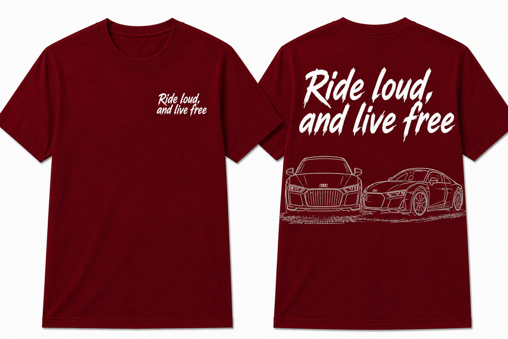 Audi R8 T shirt “Ride loud, live free