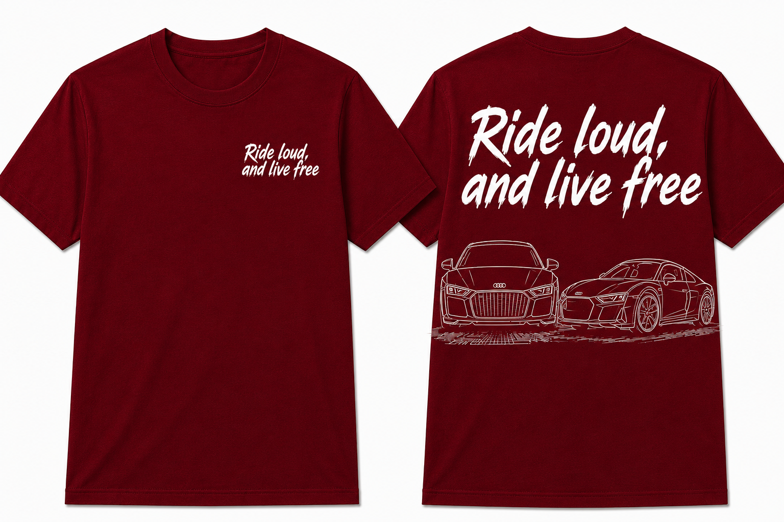 Audi R8 T shirt “Ride loud, live free